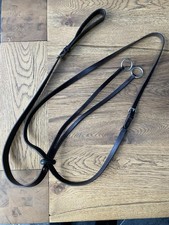 Premier Equine Fuscaldo Running Martingale in Dark Brown Leather, Silver Buckles