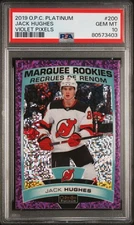 #/399 Rc Jack Hughes #200 2019-20 O-Pee-Chee Platinum Violet-Pixels New Jersey