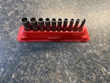 SNAP-ON 110STMY 12 PC 6 POINT SAE FLANK DRIVE DEEP SOCKET SET (DJ1035622)