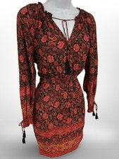 Forever 21 Red Floral Long Sleeve Peasant Dress, Size Small