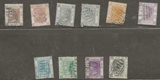 Hong Kong  Queen Victoria 10 different 1863-1880 watermark CC cat.$104 989