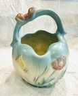 Vintage Blue Bow Knot Basket - Hull Pottery 6”