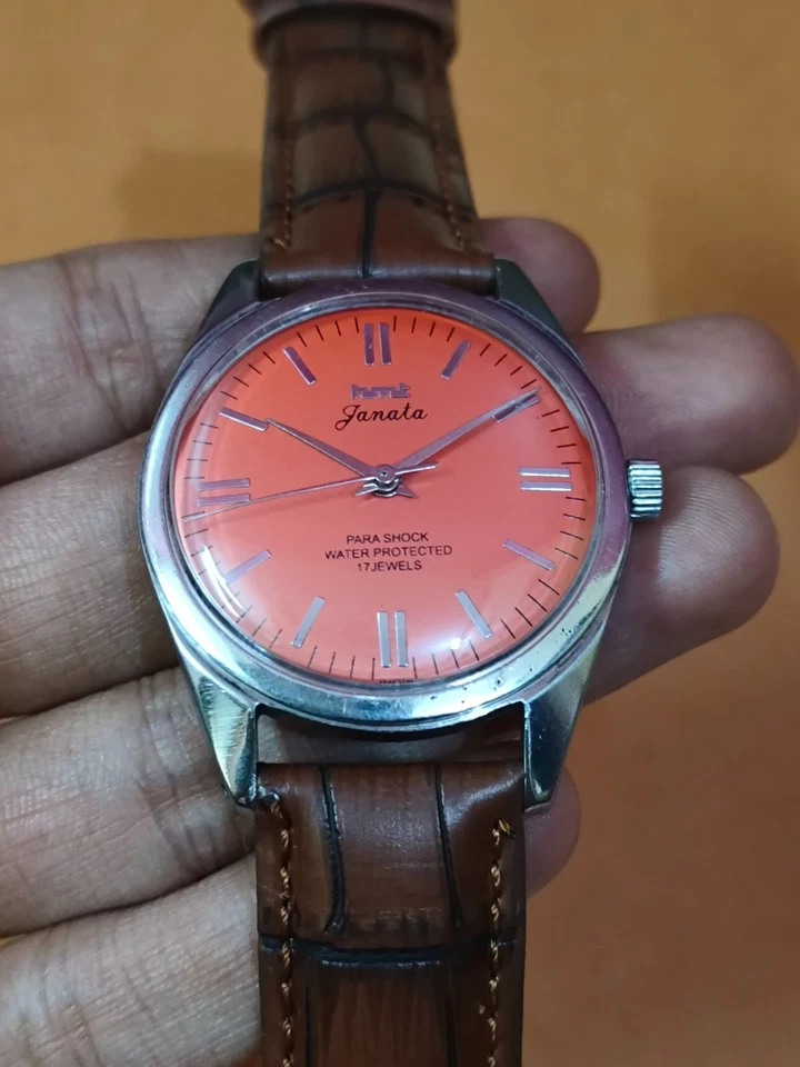 Vintage HMT Janata Orange 17 Jewels Mechanical Hand Winding Men's Wrist Watch - Image 2 of 4