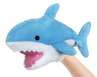 ICE KING BEAR Cute Blue Plush Shark Hand Puppet - Stuffed Animal Toy - 14 Inc...