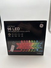 GE Color Effects 96 LED RGB Snowflake Icicle Lights Christmas Holiday 9.33 ft