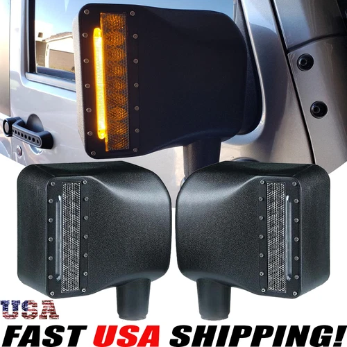 For Jeep Wrangler JK JKU 2007-2018 LED Side Mirror Lights DRL Turn signal lights