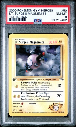 Lt. Surge's Magnemite (1st Edition) graded PSA 8 for sale on eBay