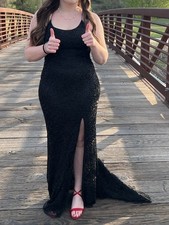 Primavera Black Beaded Party Prom Dress Size 10