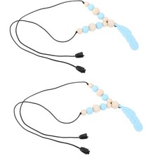 2 Pcs Sensory Chew Necklace For Kids Silicone Teething Toy Blue