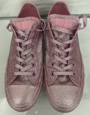 Converse Chuck Taylor All Star Low Pink Glitter Sneaker Shoes Size 8