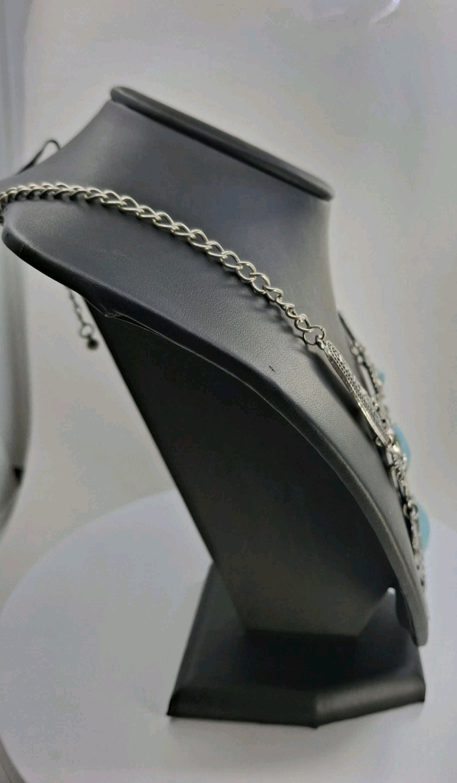 Large Light Blue Rhinestone Adjustable Hammered M… - image 6