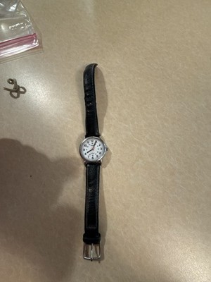 Timex Indiglo Analog Watch with Black Leather Strap