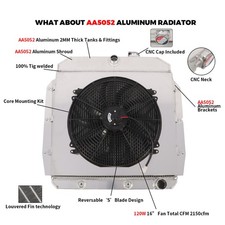 3 Row Radiator Shroud Fan For 1955-1959 Chevy Gmc 3100 3200340035003600 3 Row Radiator Shroud Fan For 1955-1959 Chevy Gmc 3100 3200340035003600