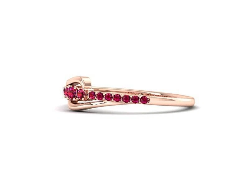 Natural Pink Ruby Gemstone Half Eternity Band Women Ring 10k Solid Gold ring a60 - Image 4 of 4