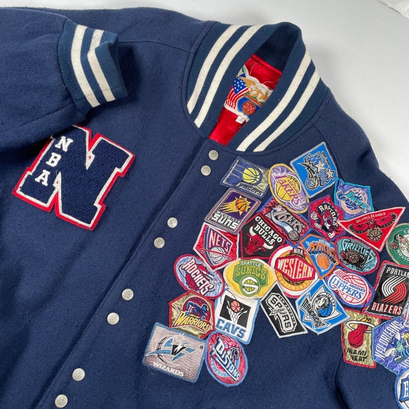 Jeff Hamilton NBA Patches Wool Varsity Jacket Mens National 