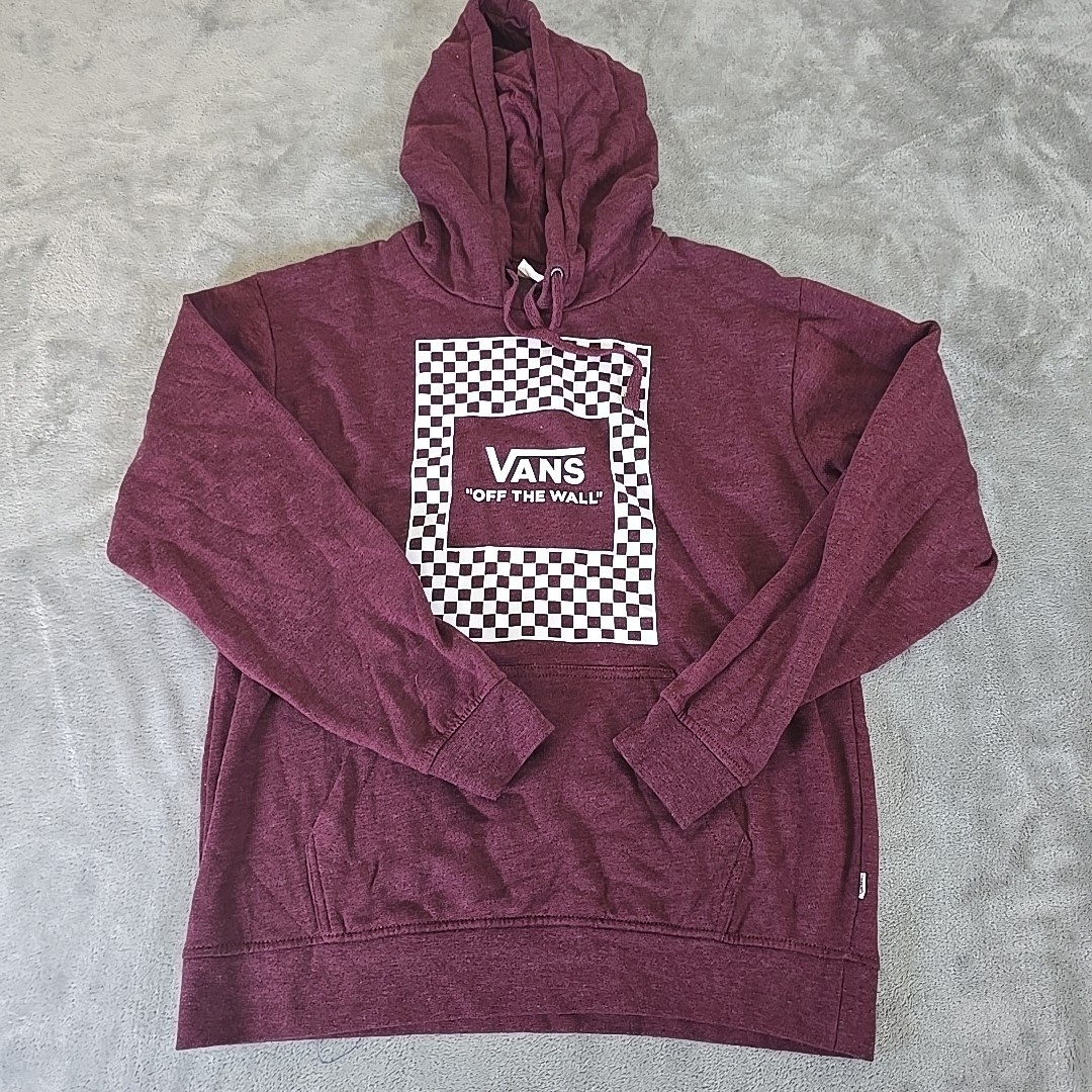 Vans Sweatshirt Mens Small Maroon Hooded Off The Wall Skater