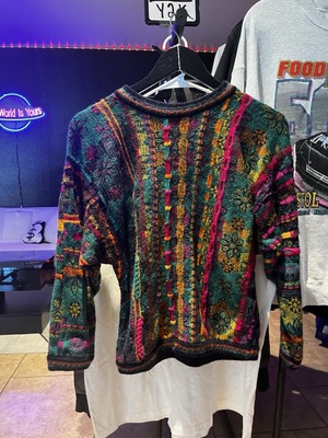 vintage Coogi 3D knit sweater in a multicolor pattern