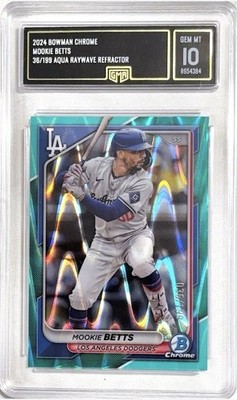 2024 Bowman Chrome Mookie Betts Aqua RayWave Refractor #62 Dodgers /199