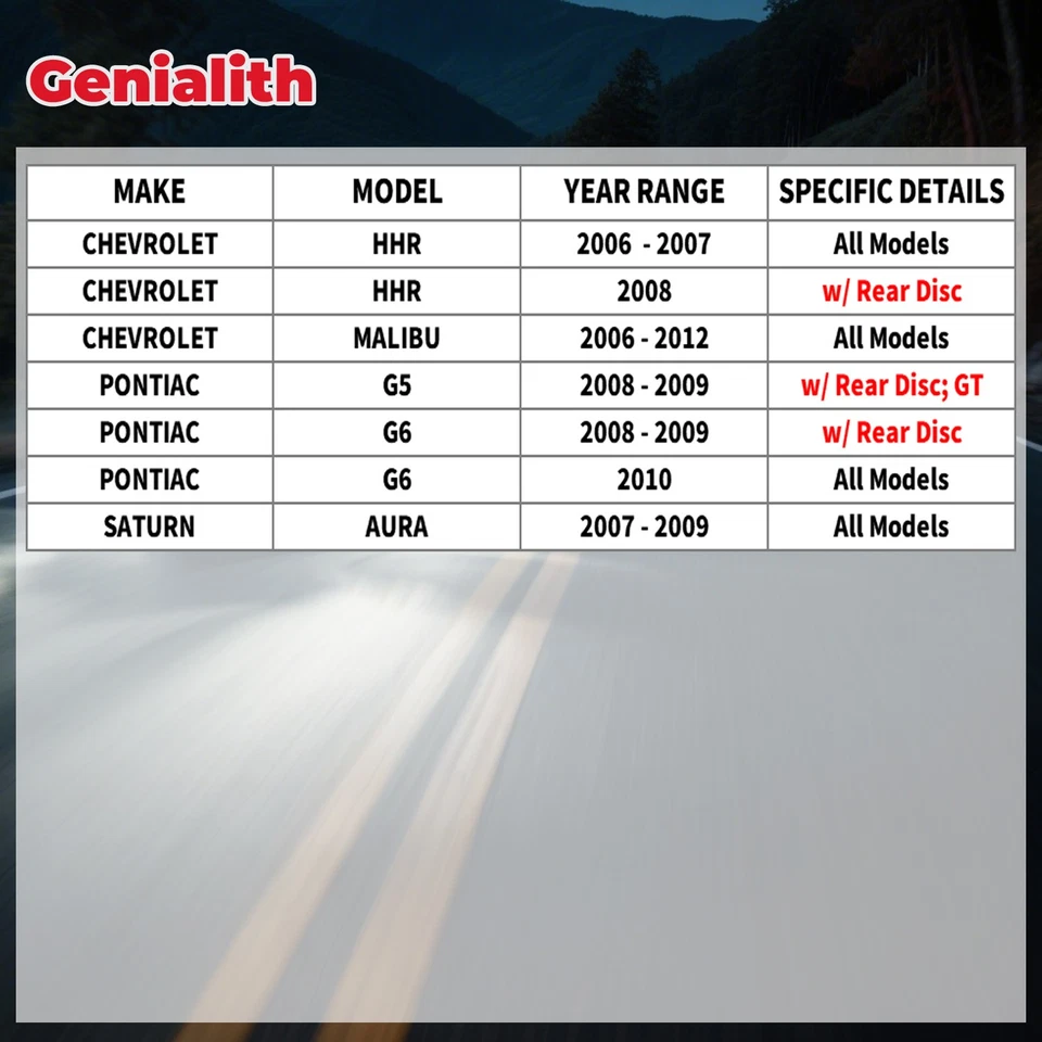 296mm Front Brake Rotors Ceramic Pads for Chevy Malibu Pontiac G6 G5 Saturn Aura Foto 2 de 4