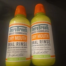 2pack TheraBreath Professional Dry Mouth Oral Rinse Tingling Mint 16 OZ 06/2025