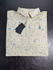 NWT MEN'S GREG NORMAN POLO, SIZE: L, COLOR: YELLOW/NAVY/BLUE J553