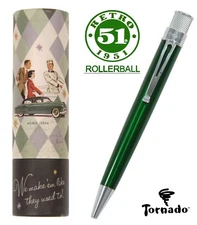 Retro 51 #VRR-1314 / Lacquered Green Tornado Rollerball Pen 