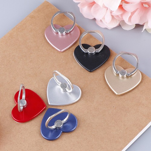 8 ciondoli per telefono a forma di cuore, in metallo a 4 colori, gancio adesivo per telefono cellulare, anello porta cellulare, anello adesivo a forma di cuore, per smartphone, accessori per