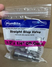 Jones Stephens C77476LF 1/2" x 1/4" OD COMP PlumBite Push On - Chrome - 1 piece