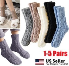 5pair Women Fuzzy Slipper Socks Soft Microfiber Winter Warm Plush Sleeping Socks
