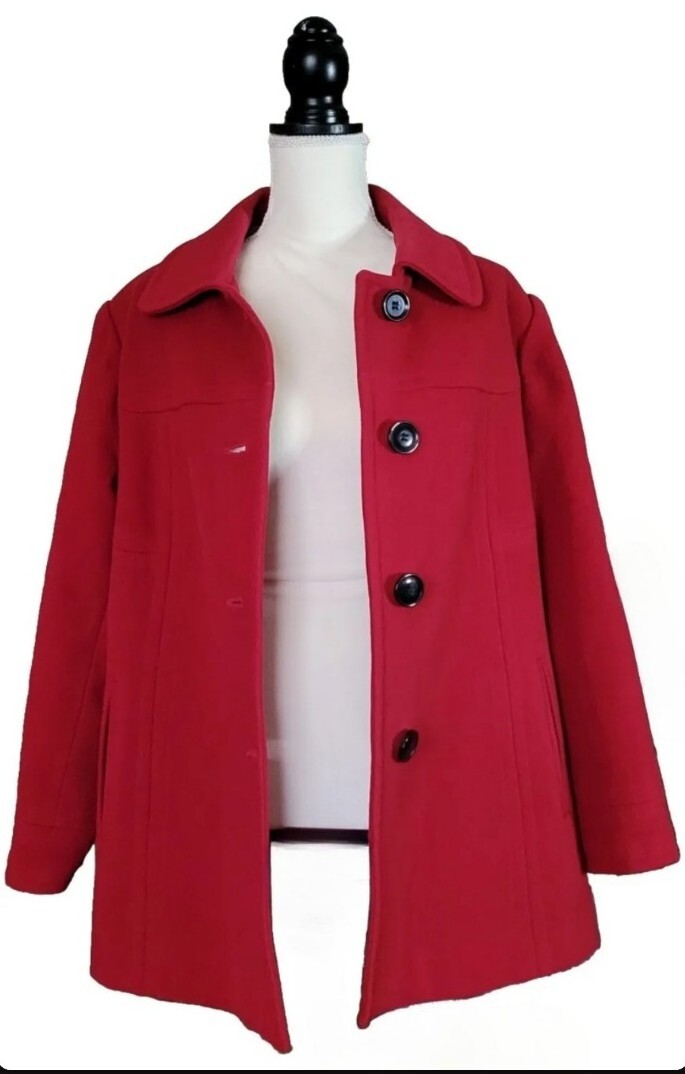 Jason Kole Wool Coat Jacket Solid Red Womens Size… - image 6