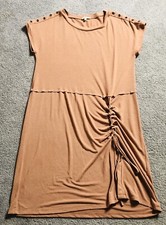 Easel Anthropologie Jersey Dress S Peach Jersey Side Ruched Grommets Beach Boho