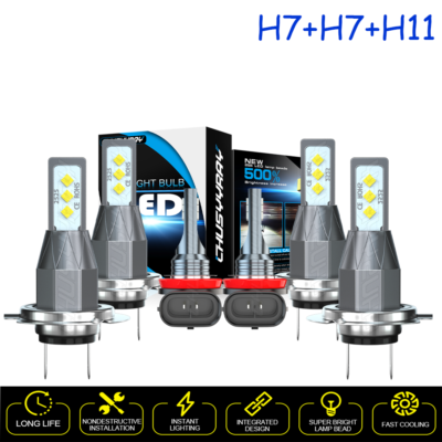 Kit Faros LED + Antinieblas 6000K Para Mercedes Benz GL350 GLK350 2010-2012 - 6 Bombillas H7+H11