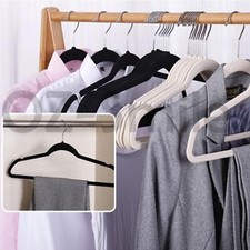 50pcs Coloured Coat Hanger Velvet Flocked Anti SLIM Clothes VELVET HANGER — image 8
