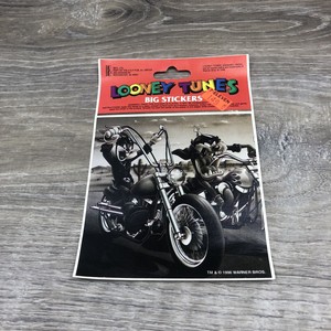Vintage Looney Tunes Big Sticker Taz Bugs Bunny Motorcycle 1996 S Ebay