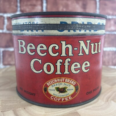 vtg beech nut coffee 1lb coffee can tin key wind advertising litho