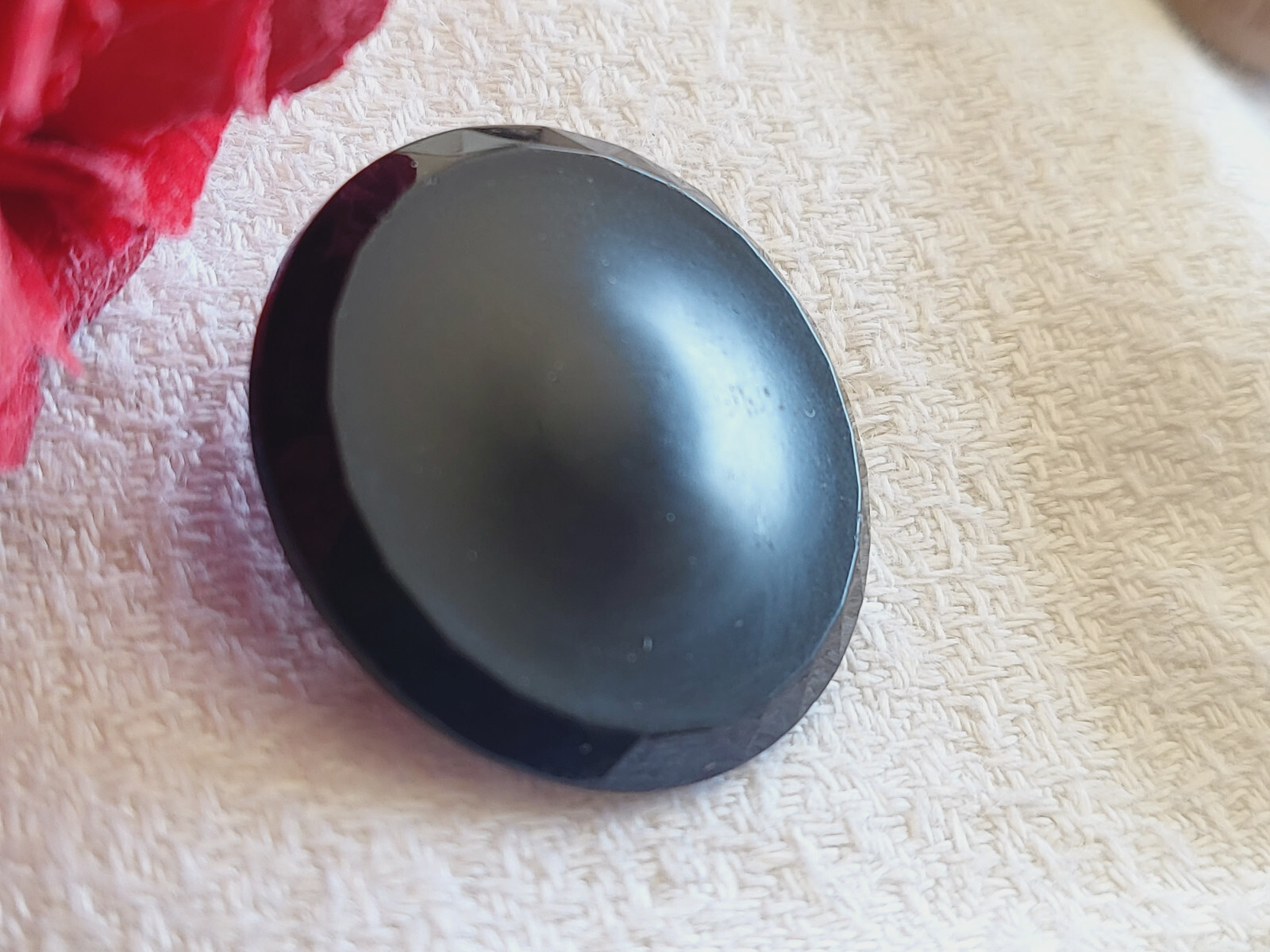 Bouton ancien, 1900, 23 mm, Verre noir et or