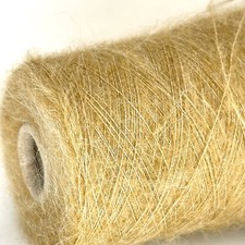 Beige-Yellow ALPACA WOOL FLUFFY Yarn Cone LACE WEIGHT Crafts USA TARIFF FREE