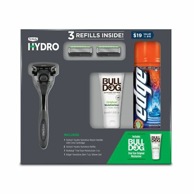 (New) Schick Hydro Skin Comfort Men's Shaving Gift Set (Razer, Gel, Moisturizer)