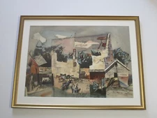 MILLARD SHEETS Style Era 1930'S WC PAINTING ORIGINAL MODERNIST CUBISM CUBIST