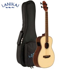 Lanikai SPST-EBU Solid Spruce Acoustic Electric Bass Ukulele with Padded Bag
