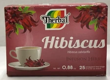 Therbal Te de Jamaica Tea Hibiscus Infusion Herbs 25 bags