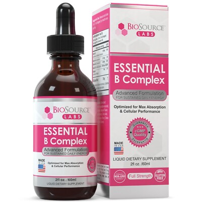 Essential B Complex - Vegan Vitamin B-Complex Sublingual Liquid Drops (2oz/60ml)