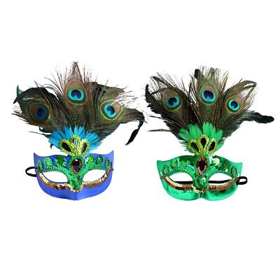 Pfauenfeder Maske Maskerade Federmaske Deko bequem Halloween