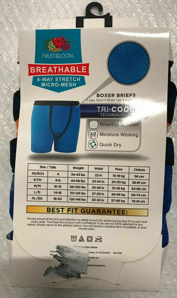 Calzoncillos boxer transpirables de micromalla Fruit of the Loom-Boys 5pk - pequeños (6/8) Foto 2 de 3