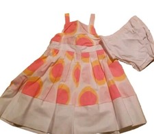 New CARTERS Baby Girl's Dress White Coral Mango 24M