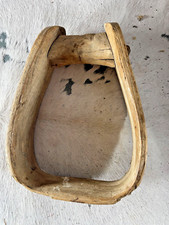 Western Saddle Stirrup 7.5 x 5.5 x 2 in Bent Wood Metal Cowboy Antique