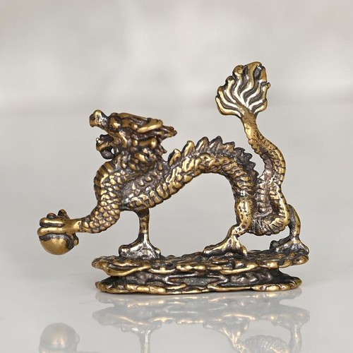 Drago Bronzo Ornamenti Verde Giocando con Perline per Artigianato Decorativo - Foto 6 di 6