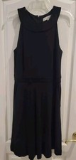 Ann Taylor Loft Sz. 4T 4 Tall Womans Black Knit Belted Sleeveless Career Dress