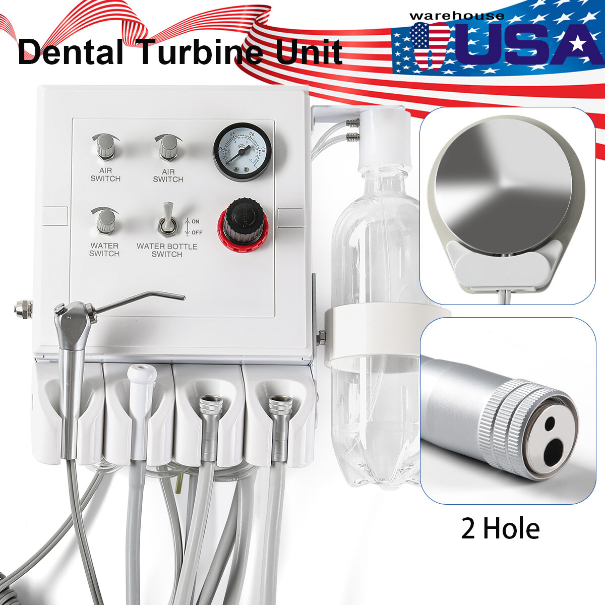 Portable Dental Turbine Unit Weak Suction work with Air Compressor 2/4Holes