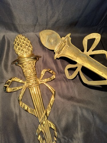 Set of 2 Virginia Metalcrafters Wall Candle Sconces Torch, Ribbon & Pineapple - Picture 18 of 24